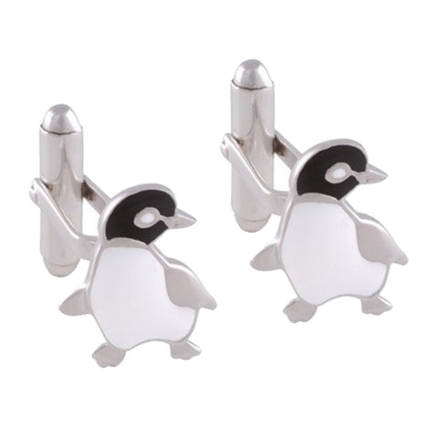 Sterling Silver Enamel Penguin Cufflinks