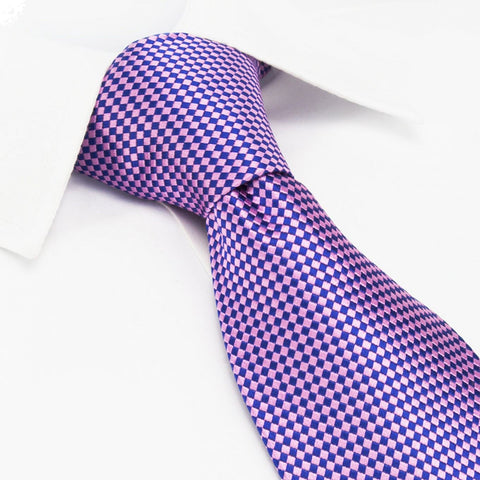 Pink & Purple Diamond Gridded Silk Tie