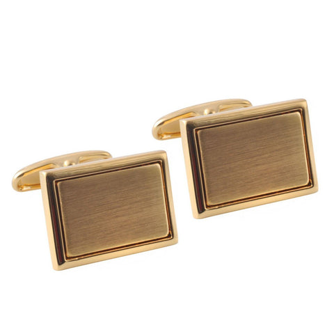 Brushed and Polished Gold Rectangle Cufflinks