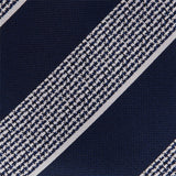 Navy & White Textured Classic Striped Silk Tie