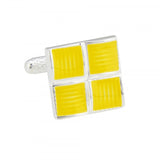 Four Squared Yellow Cufflinks