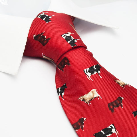Red Silk Cow Tie