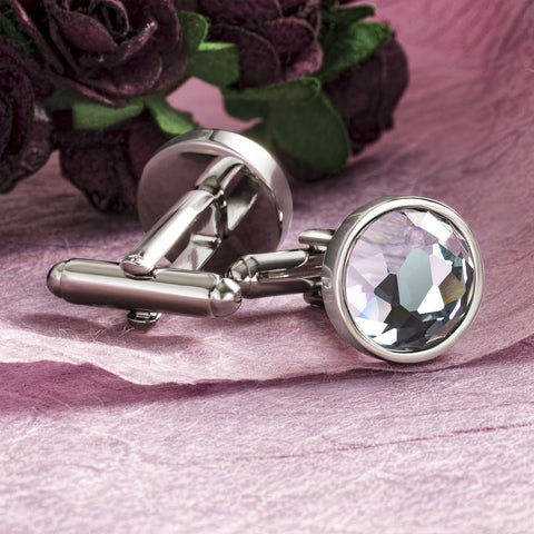 Clear Multifaceted Crystal Cufflinks