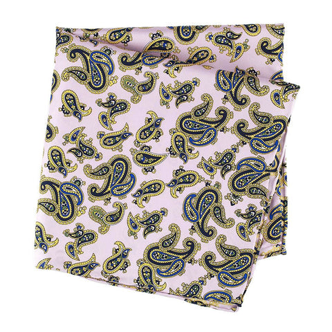 Pastel Pink Silk Handkerchief With Large Paisley Design
