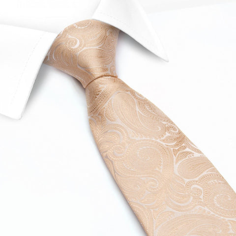 Pastel Peach Paisley Woven Silk Tie