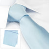 Plain Sky Blue Silk Tie & Handkerchief Set