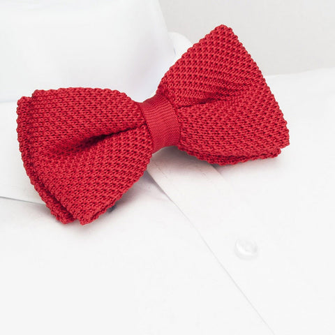 Pre-Tied Bright Red Knitted Bow Tie