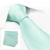 Plain Cyan Silk Tie & Handkerchief Set