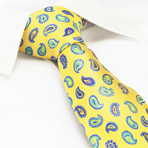 Gold Paisley Tear Drop Silk Tie