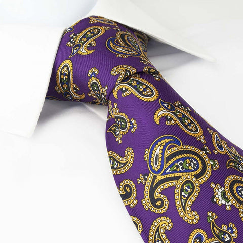 Purple Silk Tie With Large Paisley Design