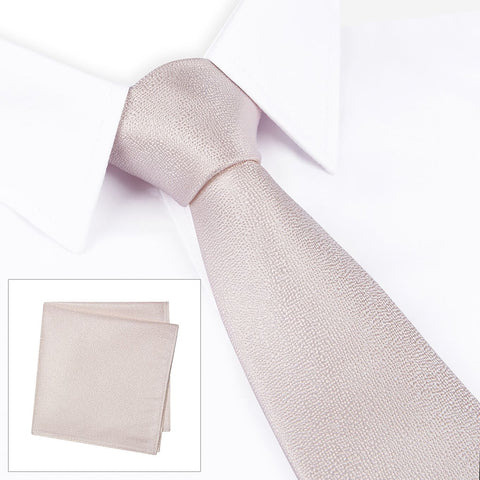 Pastel Rose Textured Woven Silk Tie & Handkerchief Set