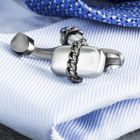 Silver and Grey Chain Design Cufflinks
