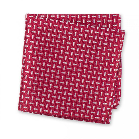 Red & White Textured Dash Silk Handkerchief