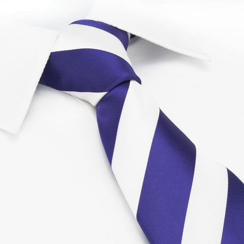 Purple & White Striped Tie