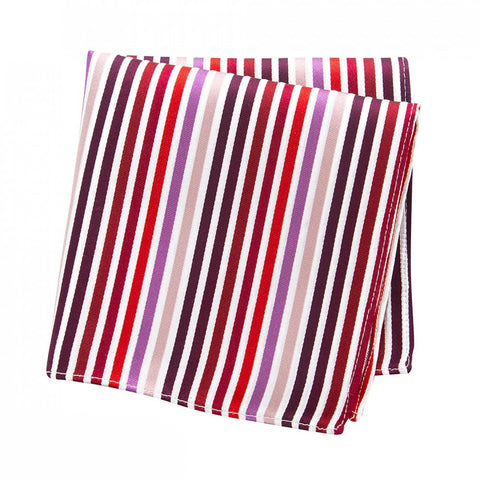 Red, Pink and Purple Striped Woven Silk Handkerchief