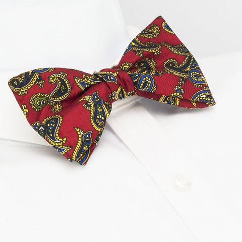 Self-Tie Red Large Paisley Silk Bow Tie