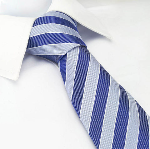 Blue Luxury Striped Silk Tie