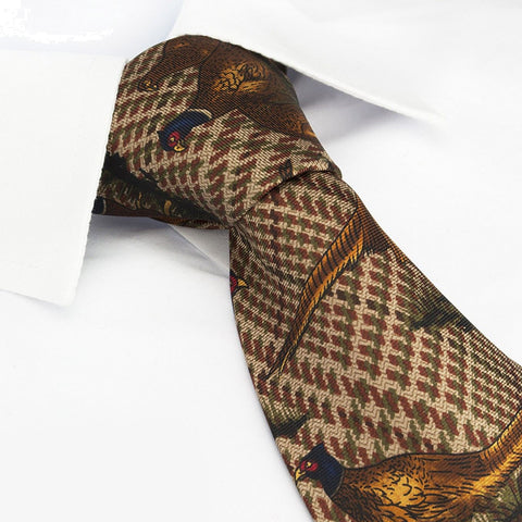Tweed Pheasants Silk Tie