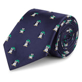 Navy Blue Christmas Penguin Tie