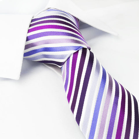 Various Purple Striped Woven Silk Tie