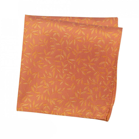 Orange Jacquard Leaf Silk Handkerchief