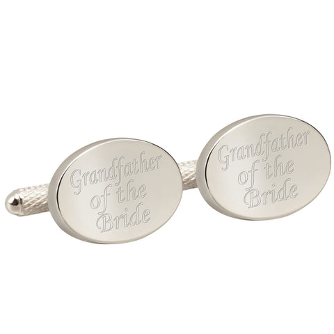 Engraved Silver Grandfather of the Bride Cufflinks