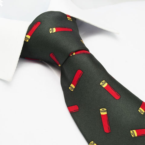 Dark Green Shotgun Cartridge Silk Tie