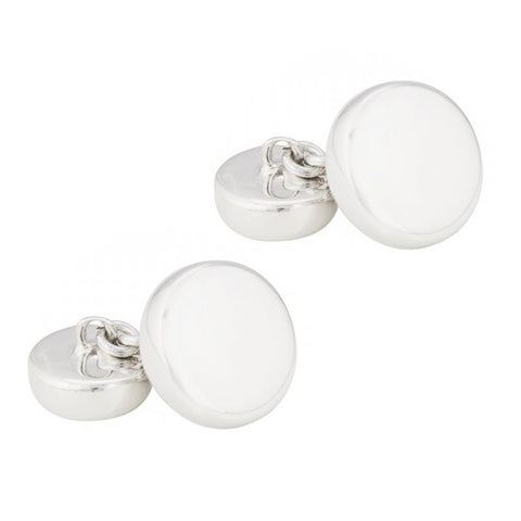 Sterling Silver Plain Small Round Cufflinks