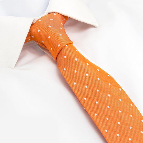 Orange Polka Dot Slim Silk Tie