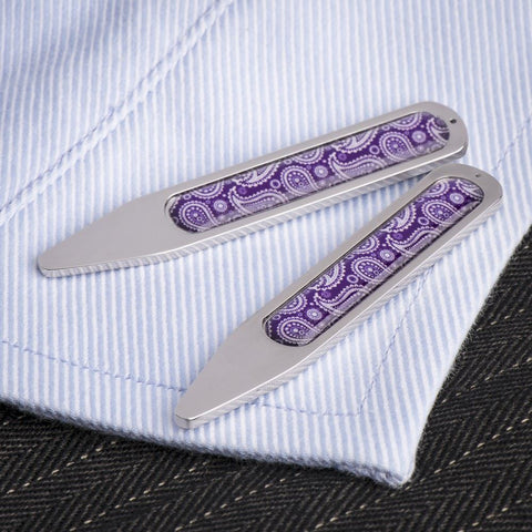 Purple Paisley Collar Stiffeners