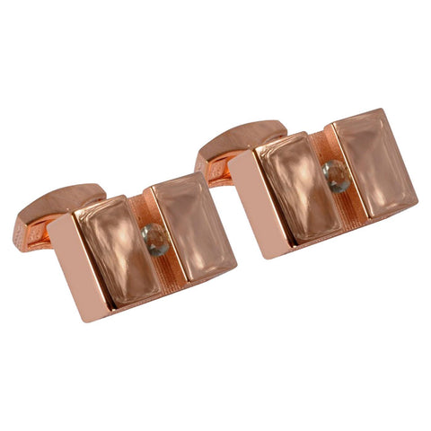 Rose Gold Cufflinks with White Crystal Stones