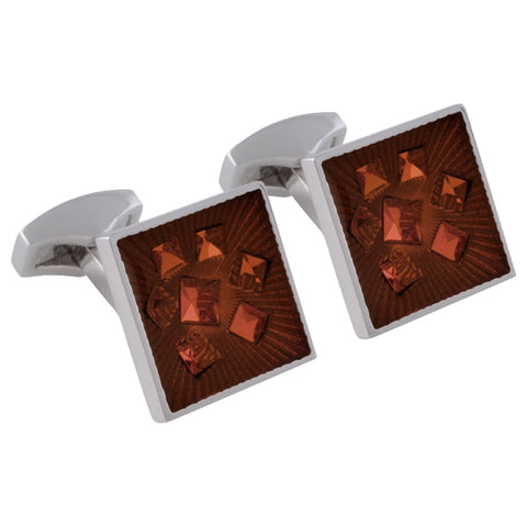 Brown Swarovski Enameled Cufflinks