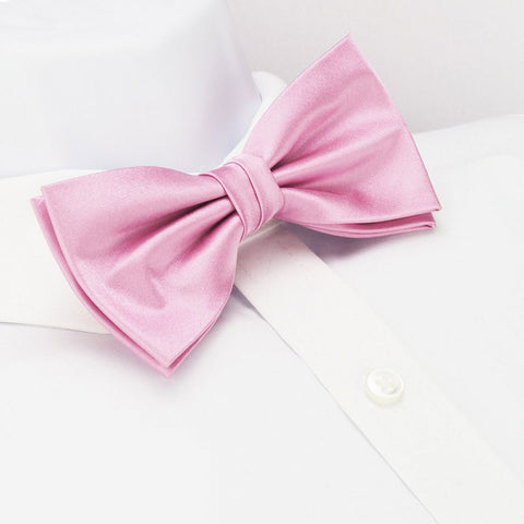 Pre-Tied Plain Pink Silk Bow Tie