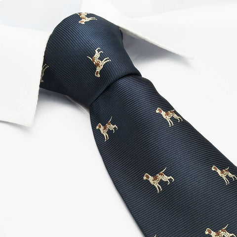 Navy Dog Silk Tie