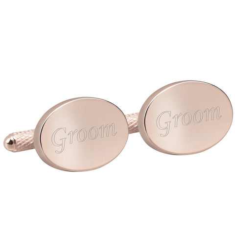 Engraved Rose Gold Groom Cufflinks
