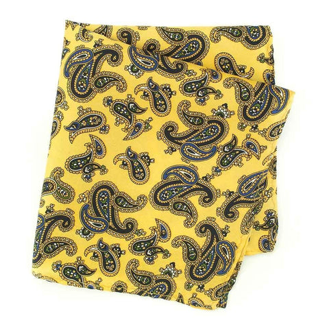 Gold Silk Handkerchief with Large Paisley Design