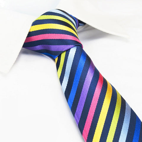 Bright Multi Coloured Thin Striped Silk Tie