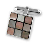 Sterling Silver Pink Shell Chequered Cufflinks